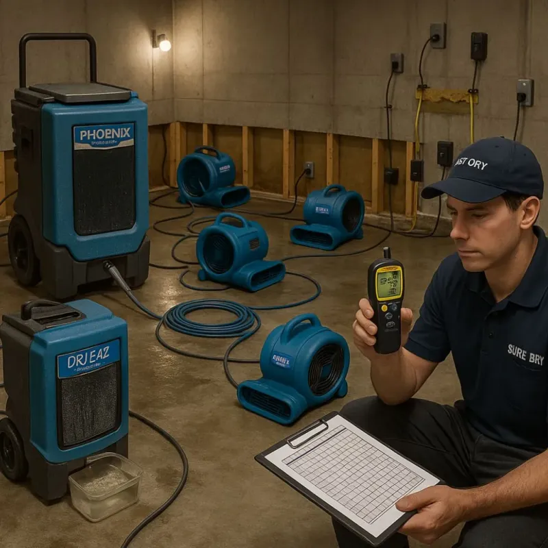 Structural Drying and Dehumidification process in Cedar Ridge, CA